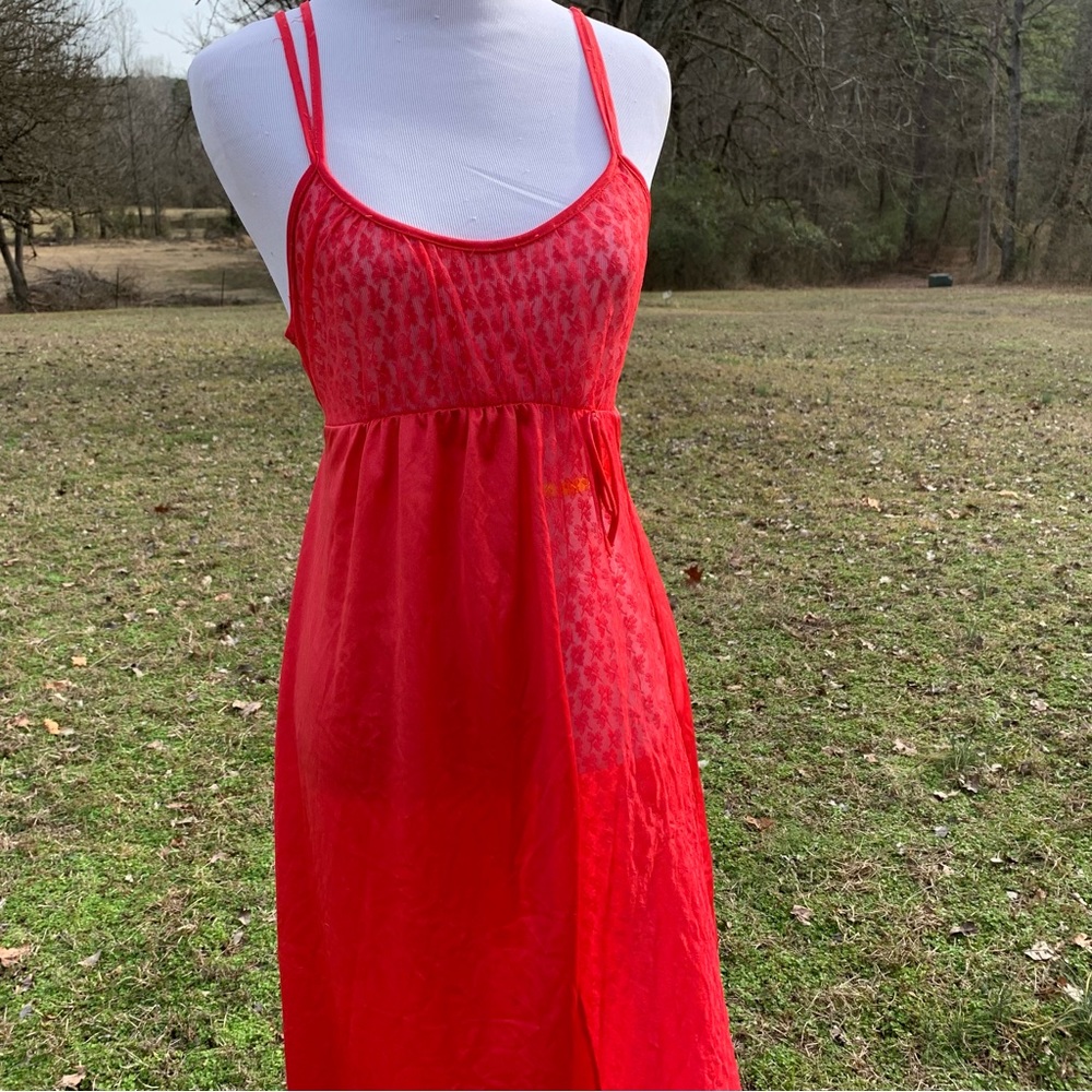 Vintage Undercover Wear Sheer Lace Panel Floor-length Night gown Lingerie S/M - Picture 4 of 16